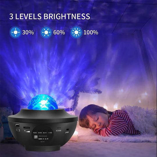 Bluetooth Romantic Milky Way Water Ripple Atmosphere Lamp Projector | Colorful Music Star Sky Projection Night Light for Relaxation & Gifts