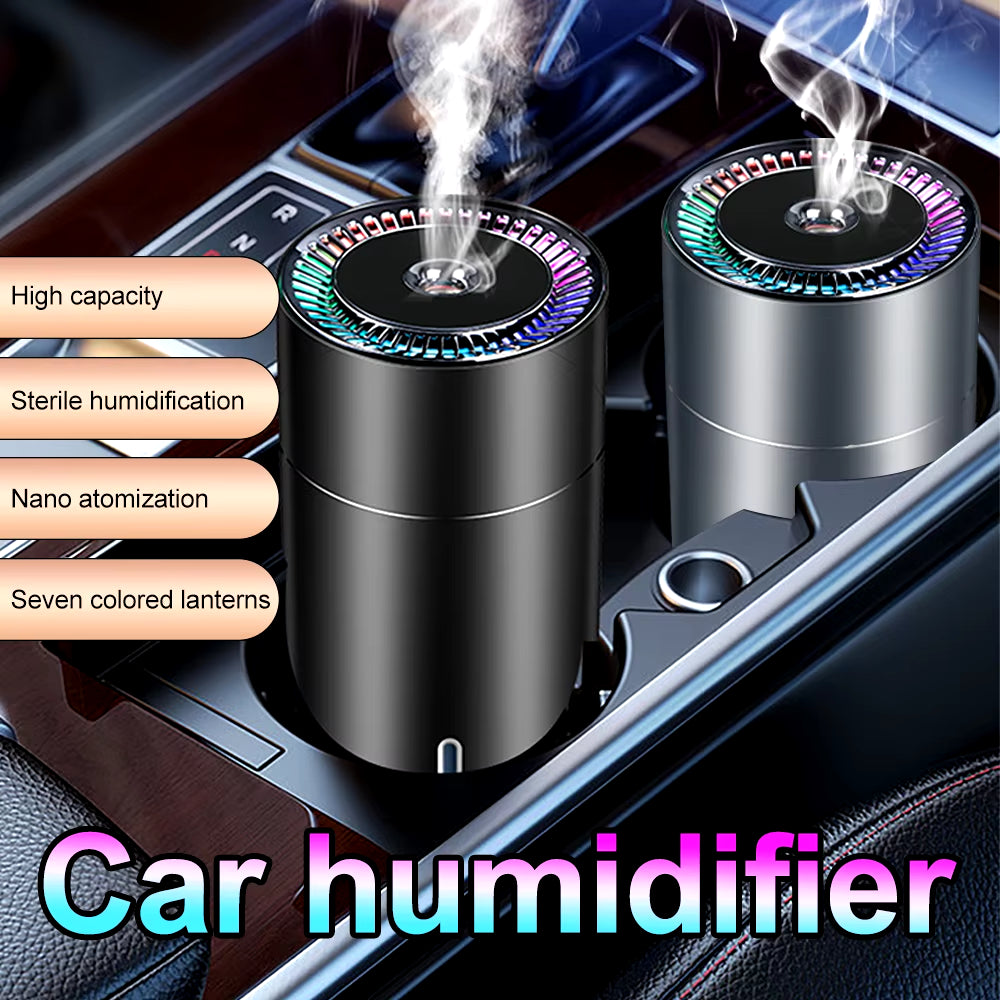 Humidifier Diffuser for Car - 260ML Small LED Light Aromatherapy Machine | Big Spray Air Humidification for Car, Home, Bedroom & Office